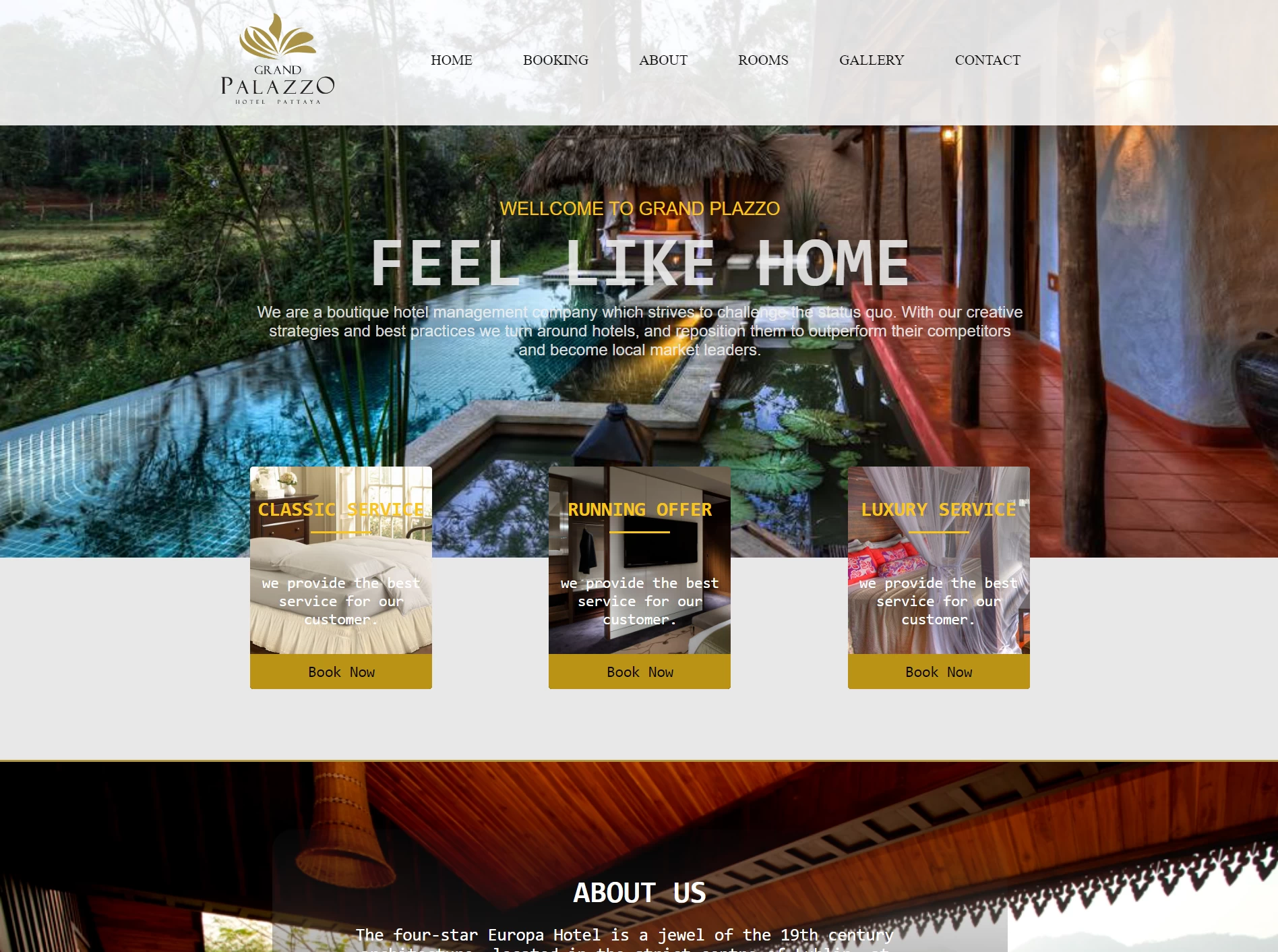 I designed a Luxurious hotel showcase and room bookable website.